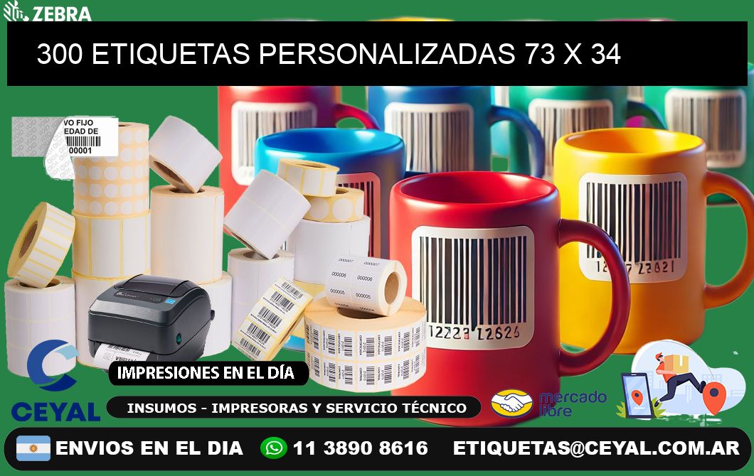 300 ETIQUETAS PERSONALIZADAS 73 x 34
