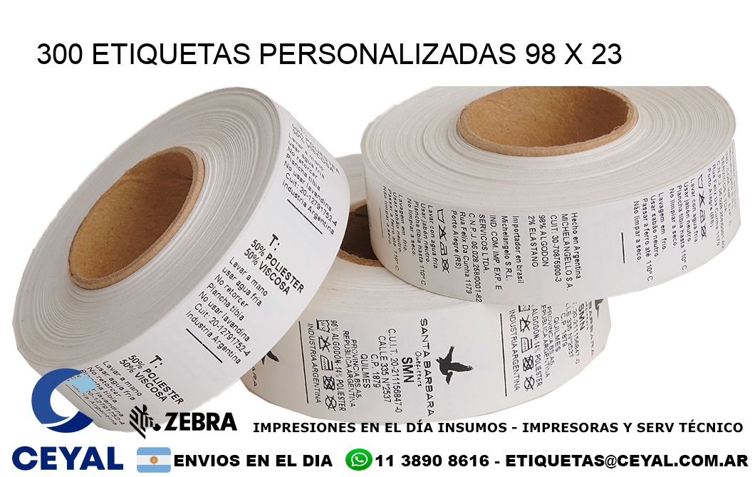 300 ETIQUETAS PERSONALIZADAS 98 x 23