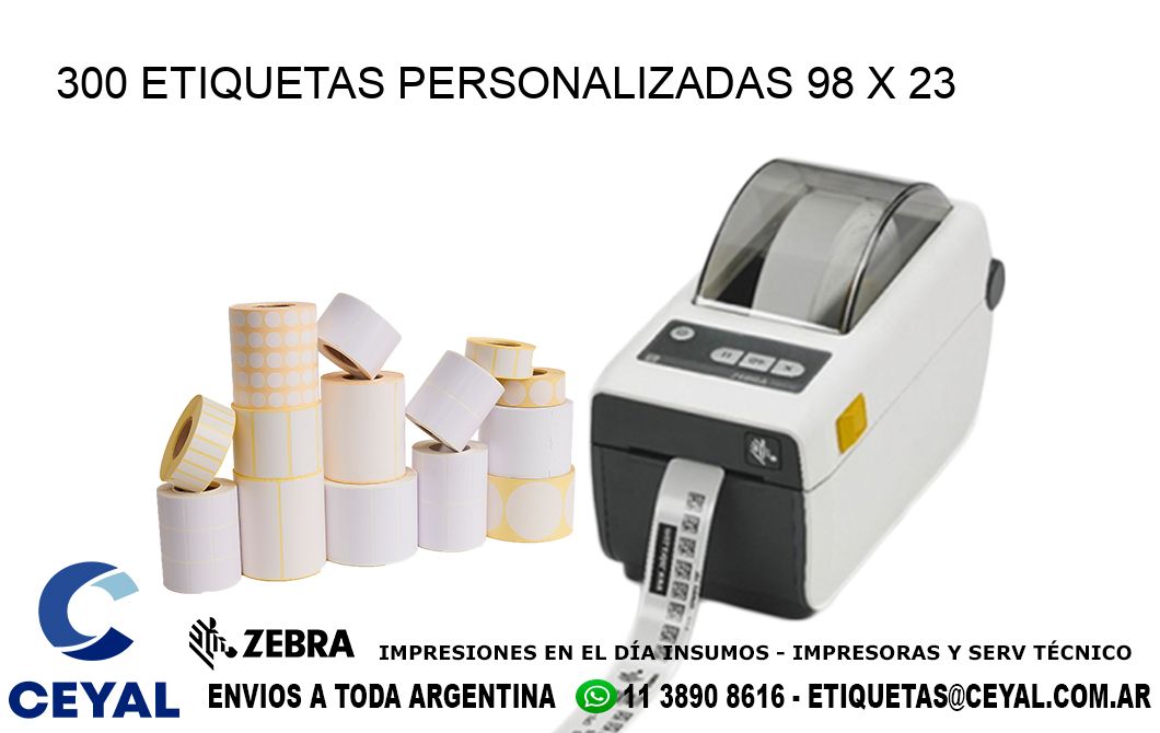 300 ETIQUETAS PERSONALIZADAS 98 x 23