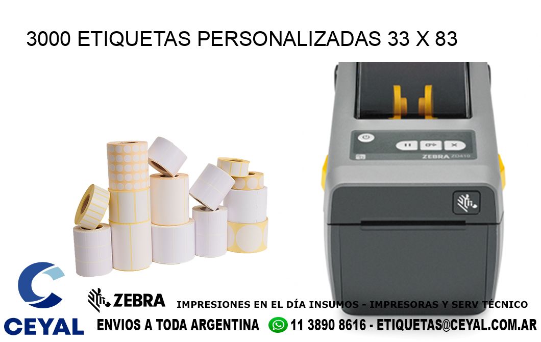 3000 ETIQUETAS PERSONALIZADAS 33 x 83