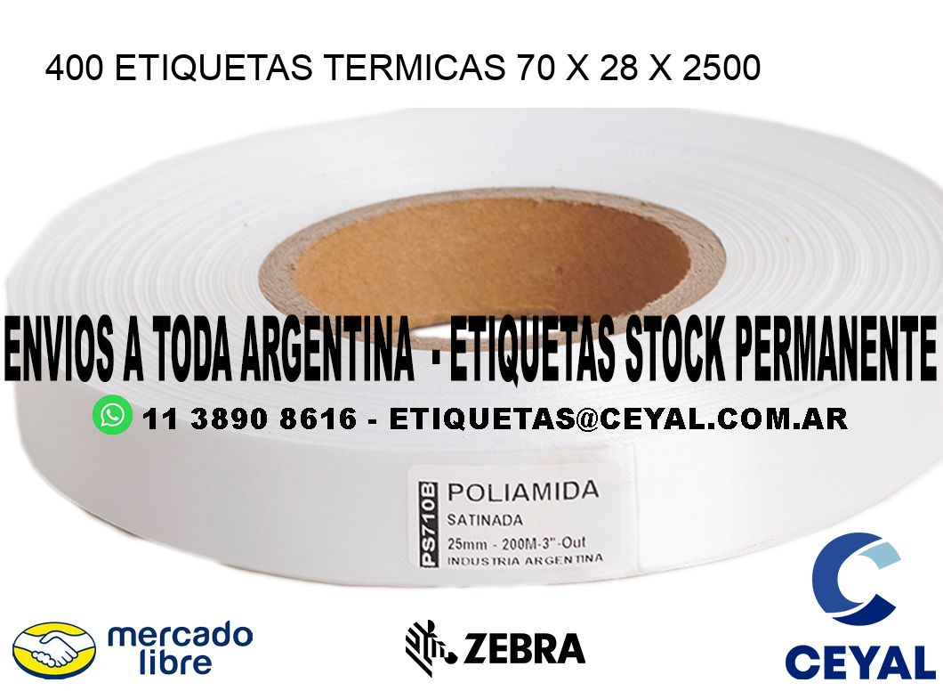 400 ETIQUETAS TERMICAS 70 x 28 x 2500