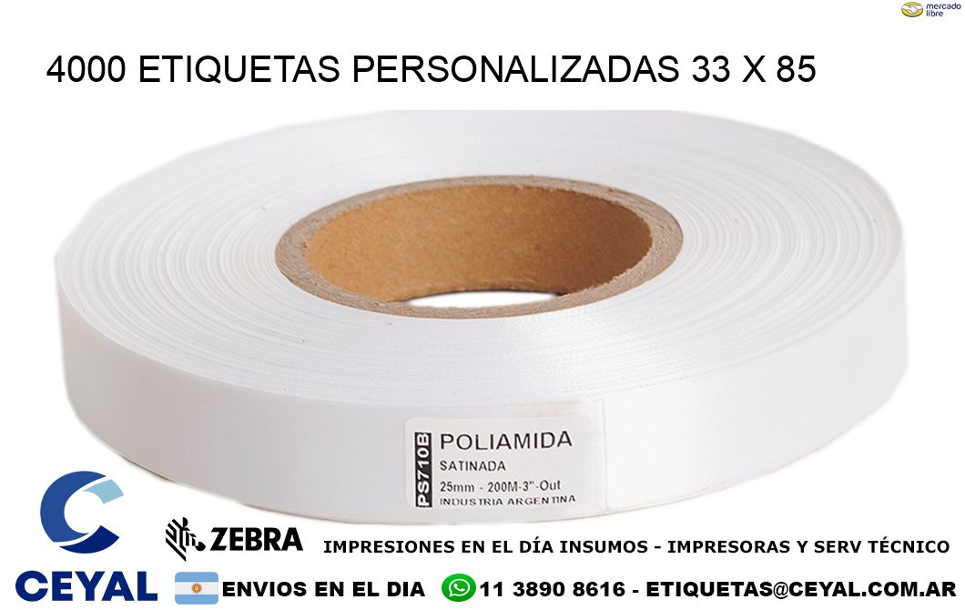 4000 ETIQUETAS PERSONALIZADAS 33 x 85