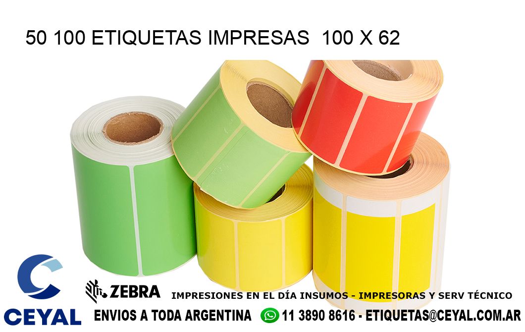 50 100 ETIQUETAS IMPRESAS  100 x 62