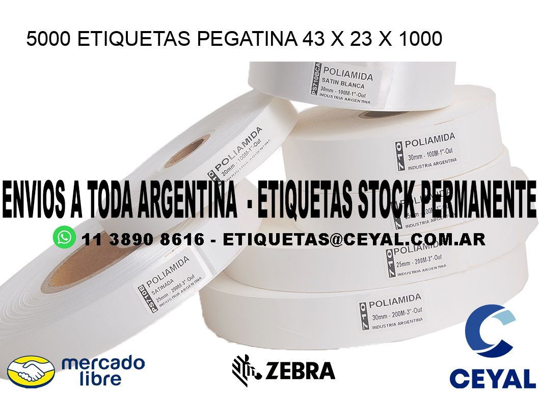 5000 ETIQUETAS PEGATINA 43 x 23 x 1000