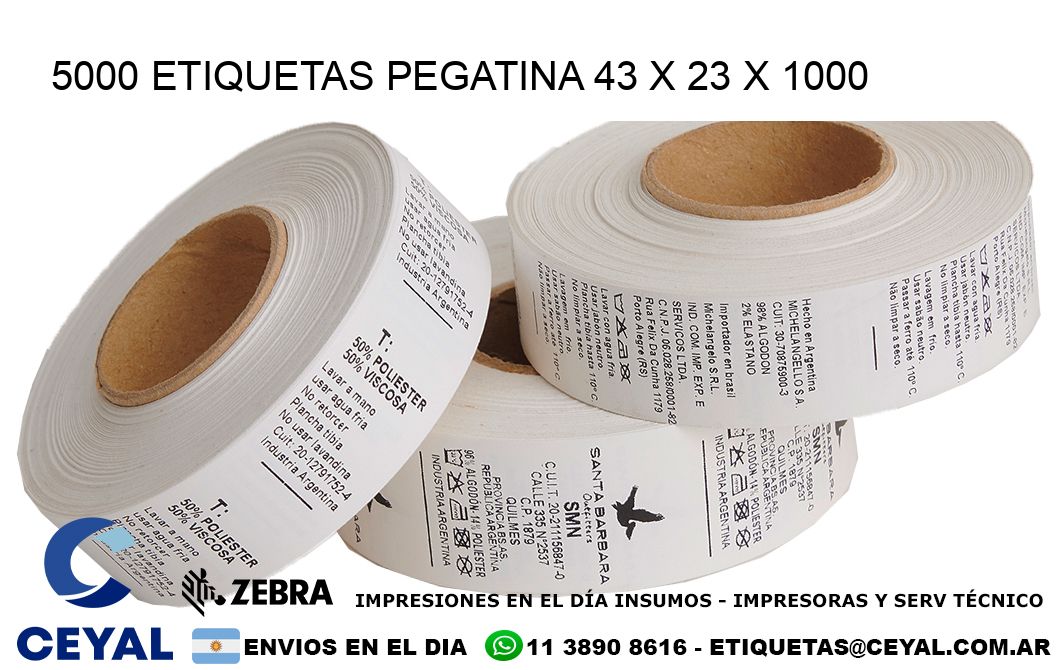 5000 ETIQUETAS PEGATINA 43 x 23 x 1000