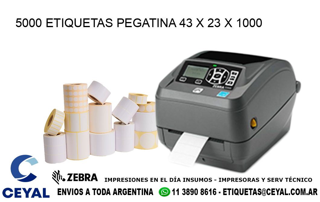 5000 ETIQUETAS PEGATINA 43 x 23 x 1000