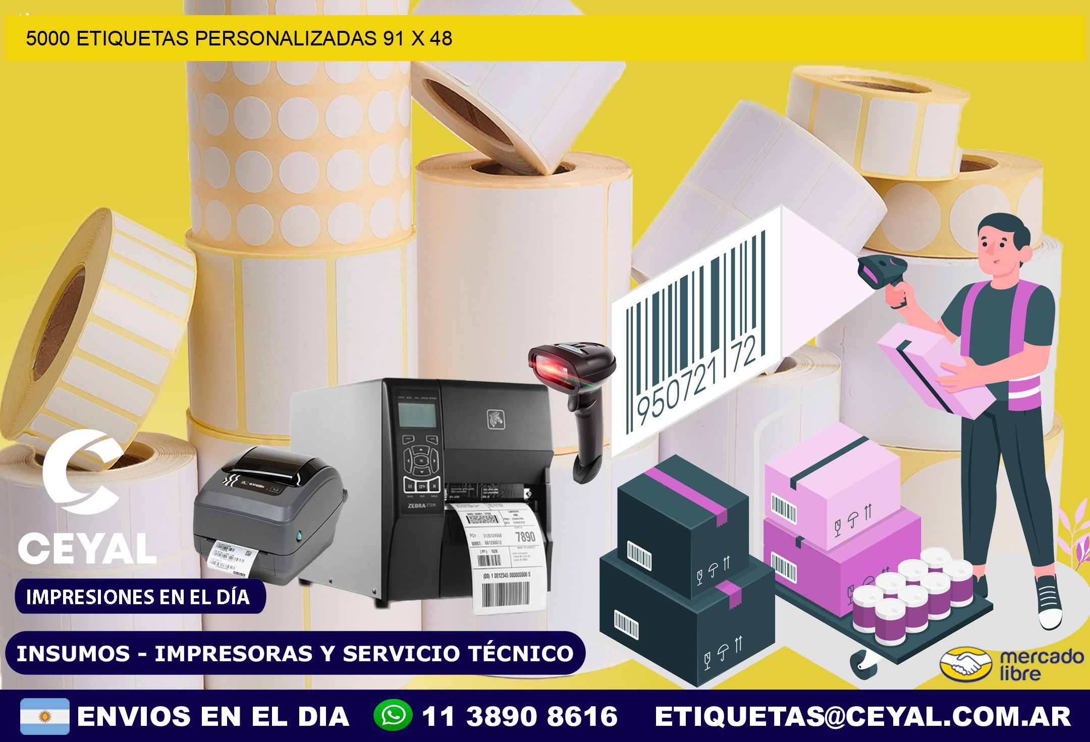 5000 ETIQUETAS PERSONALIZADAS 91 x 48