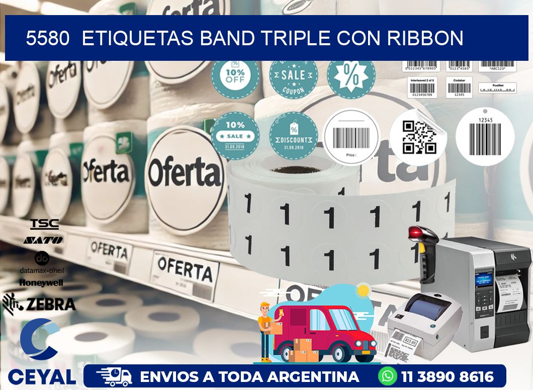 5580  ETIQUETAS BAND TRIPLE CON RIBBON