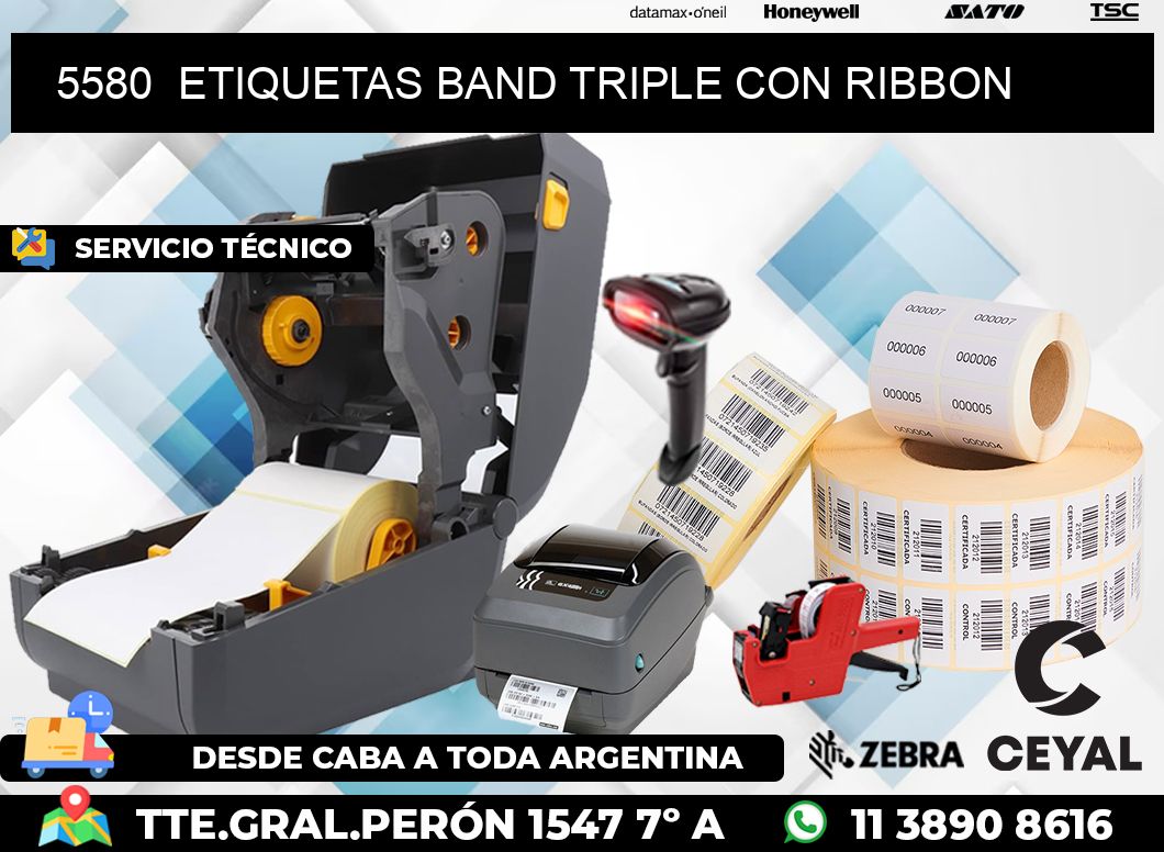 5580  ETIQUETAS BAND TRIPLE CON RIBBON