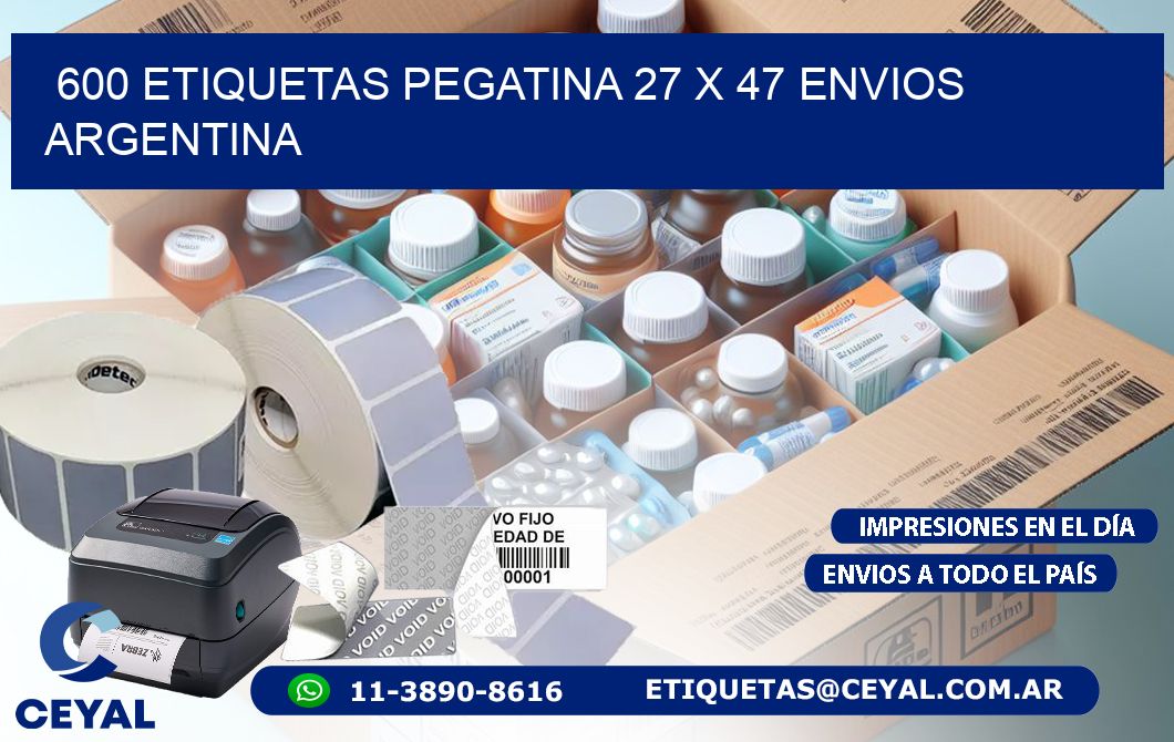 600 ETIQUETAS PEGATINA 27 x 47 ENVIOS ARGENTINA