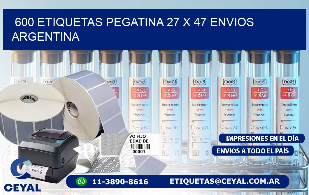 600 ETIQUETAS PEGATINA 27 x 47 ENVIOS ARGENTINA