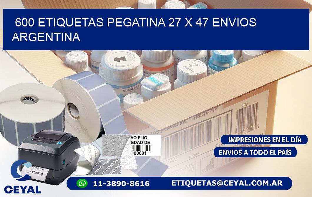 600 ETIQUETAS PEGATINA 27 x 47 ENVIOS ARGENTINA