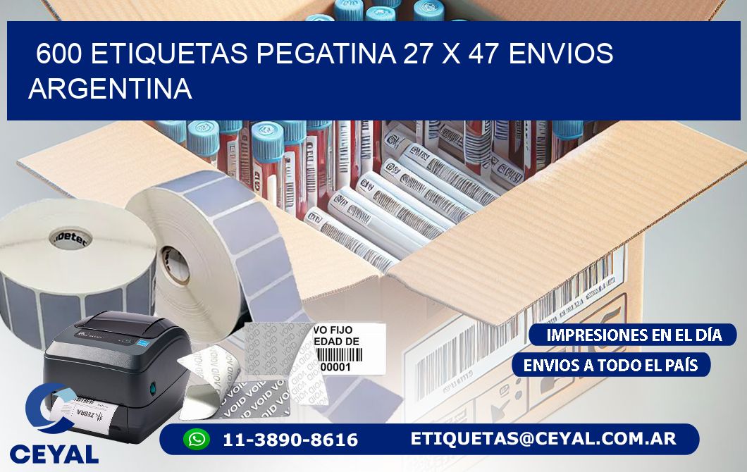 600 ETIQUETAS PEGATINA 27 x 47 ENVIOS ARGENTINA