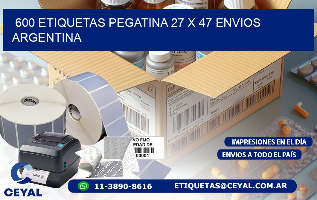 600 ETIQUETAS PEGATINA 27 x 47 ENVIOS ARGENTINA