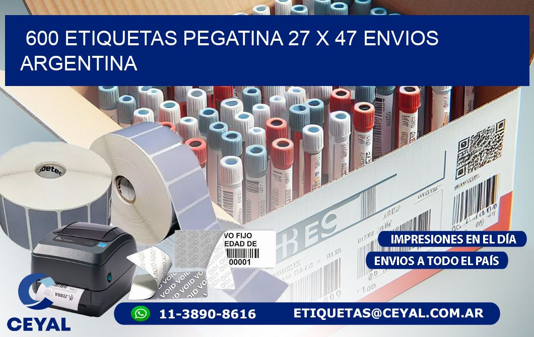 600 ETIQUETAS PEGATINA 27 x 47 ENVIOS ARGENTINA