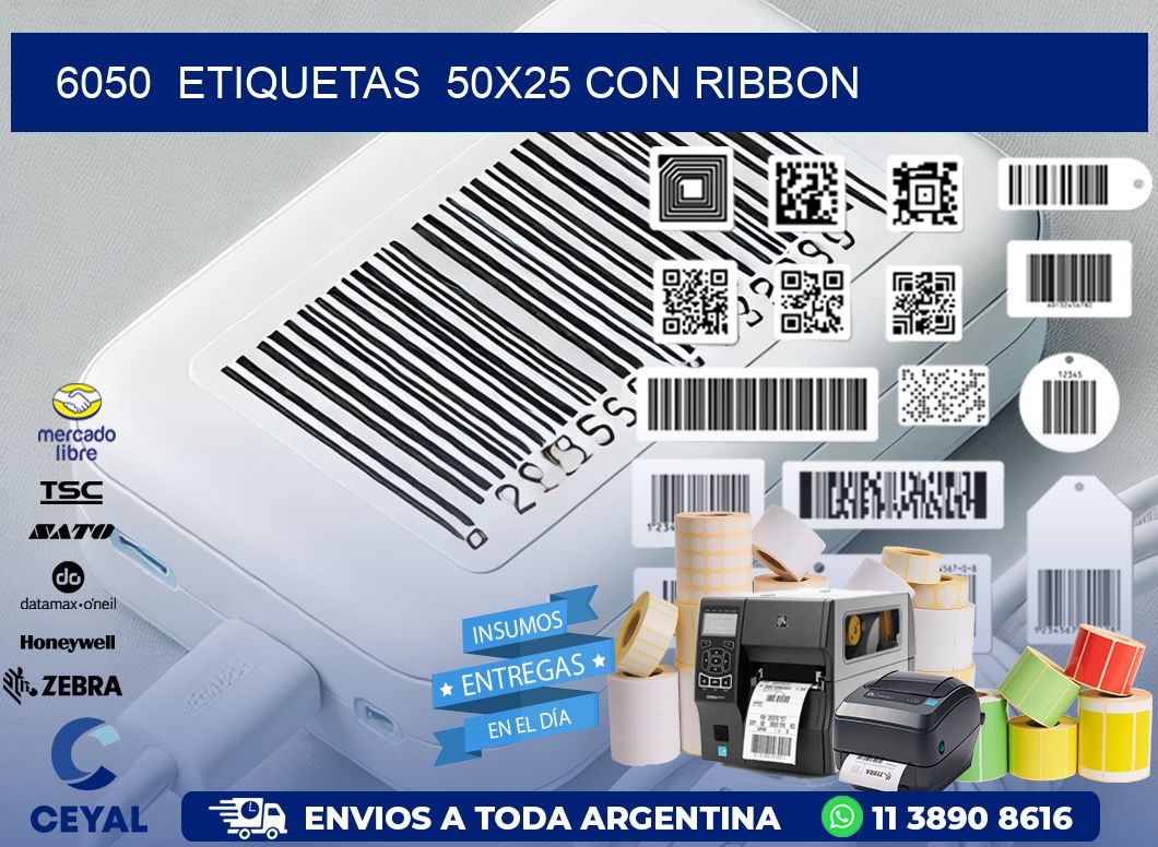 6050  ETIQUETAS  50X25 CON RIBBON