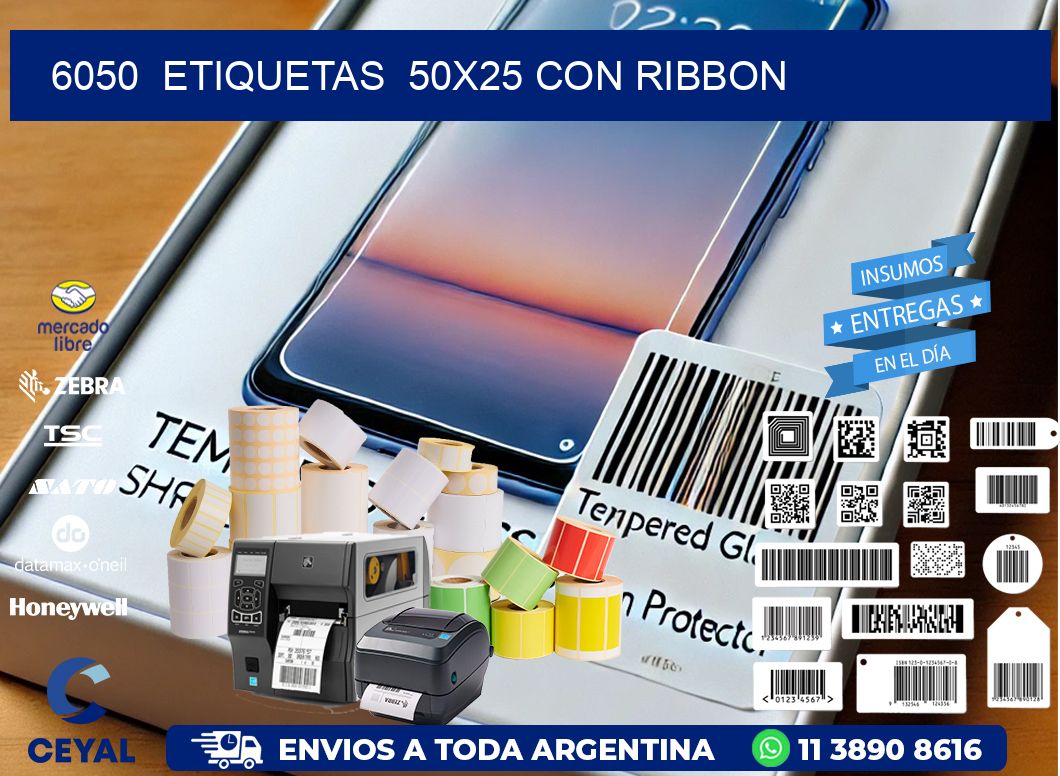 6050  ETIQUETAS  50X25 CON RIBBON