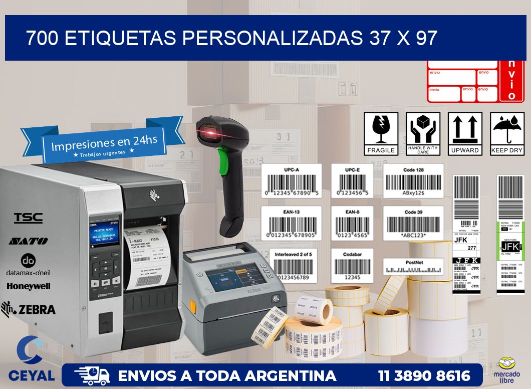 700 ETIQUETAS PERSONALIZADAS 37 x 97