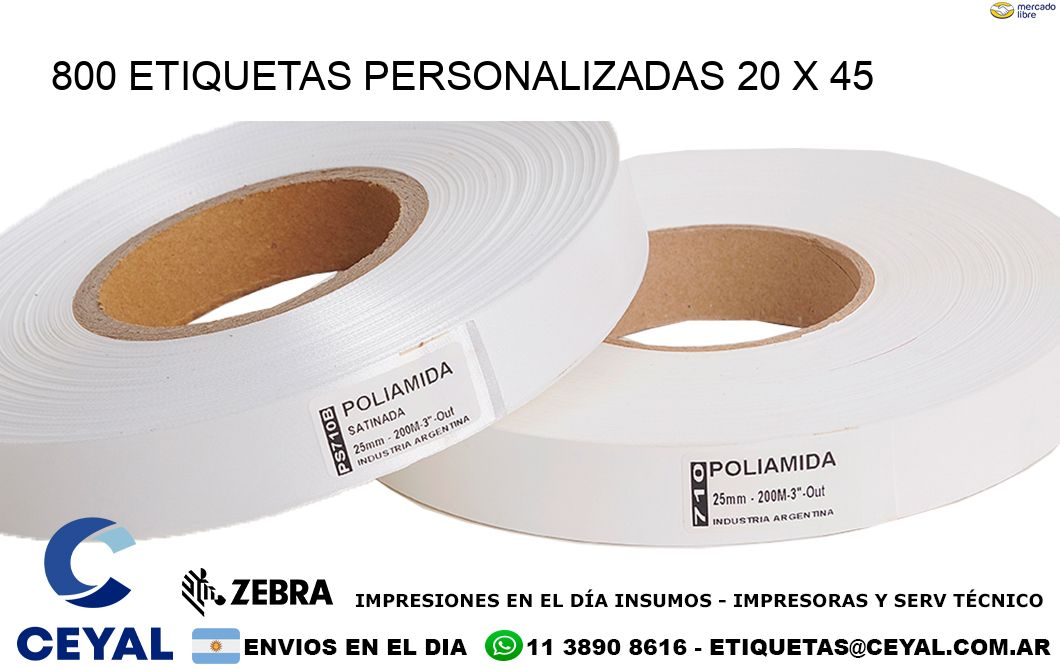 800 ETIQUETAS PERSONALIZADAS 20 x 45