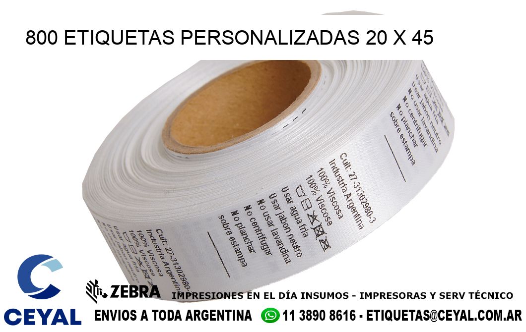 800 ETIQUETAS PERSONALIZADAS 20 x 45