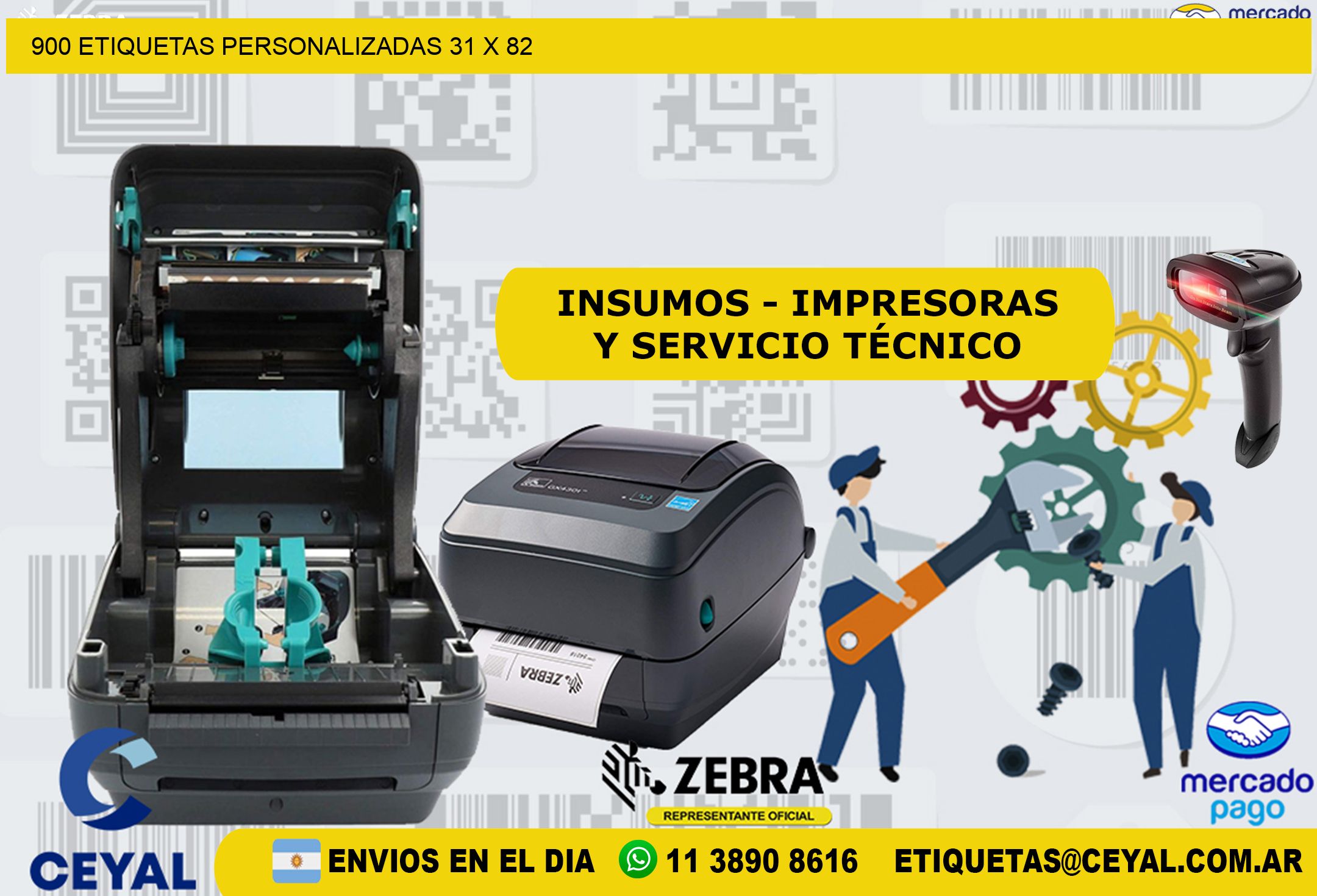 900 ETIQUETAS PERSONALIZADAS 31 x 82