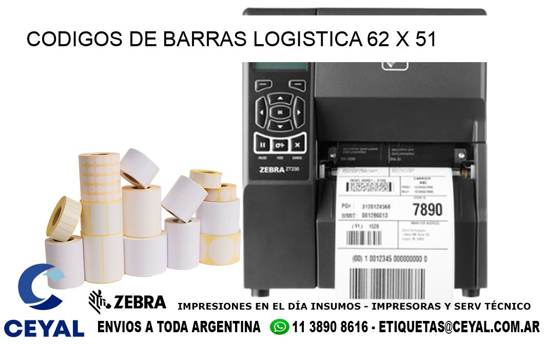 CODIGOS DE BARRAS LOGISTICA 62 x 51