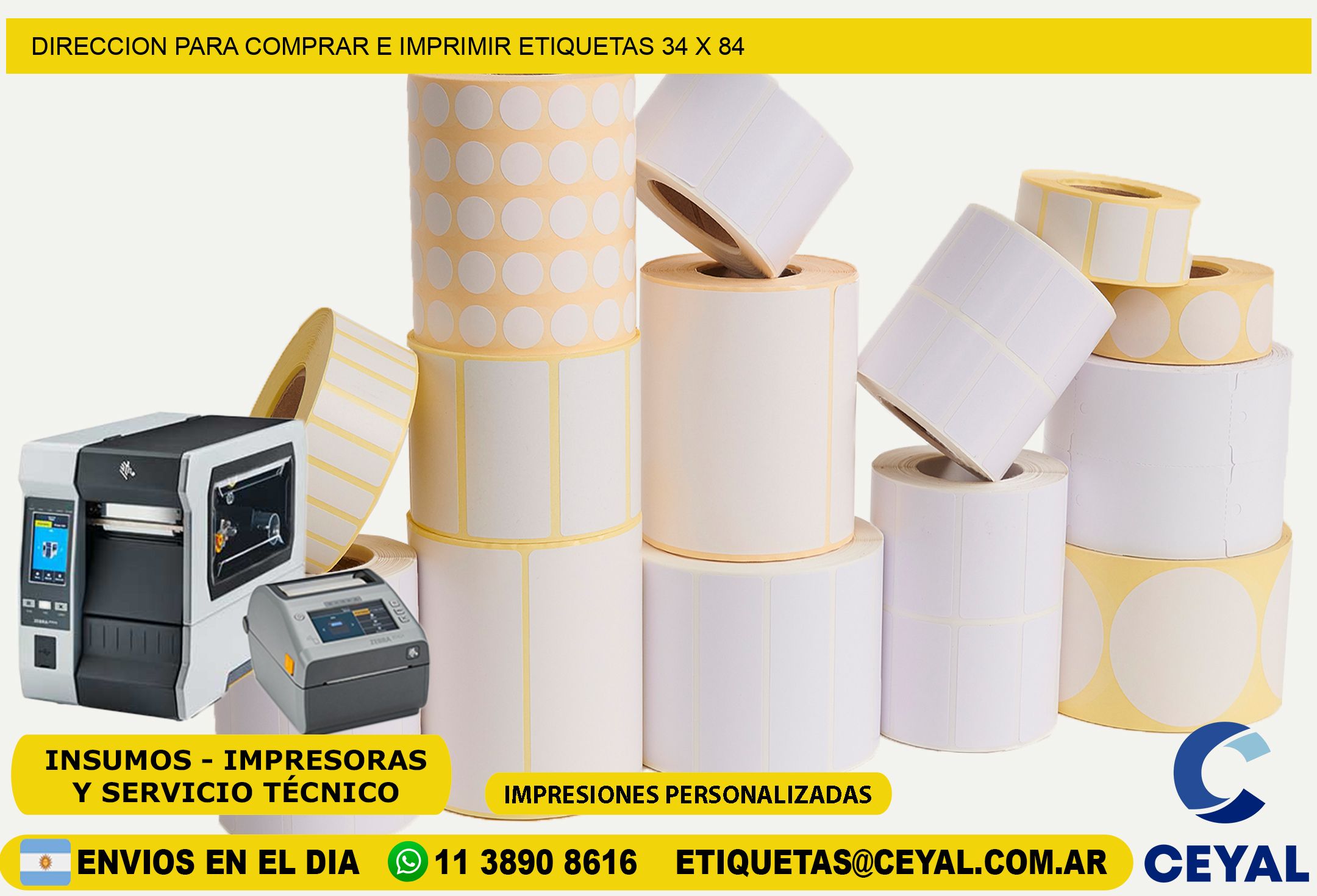 DIRECCION PARA COMPRAR E IMPRIMIR ETIQUETAS 34 x 84