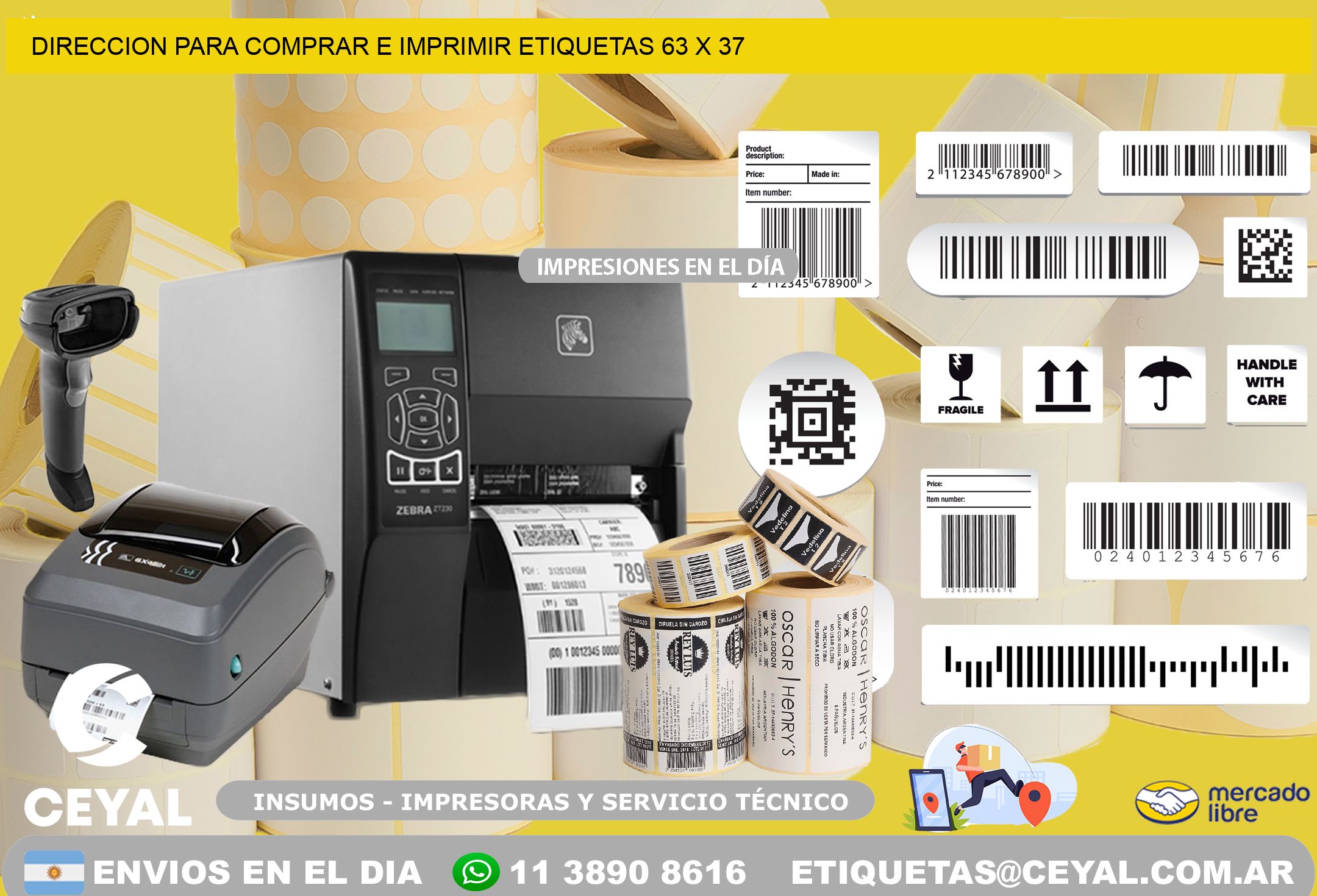 DIRECCION PARA COMPRAR E IMPRIMIR ETIQUETAS 63 x 37