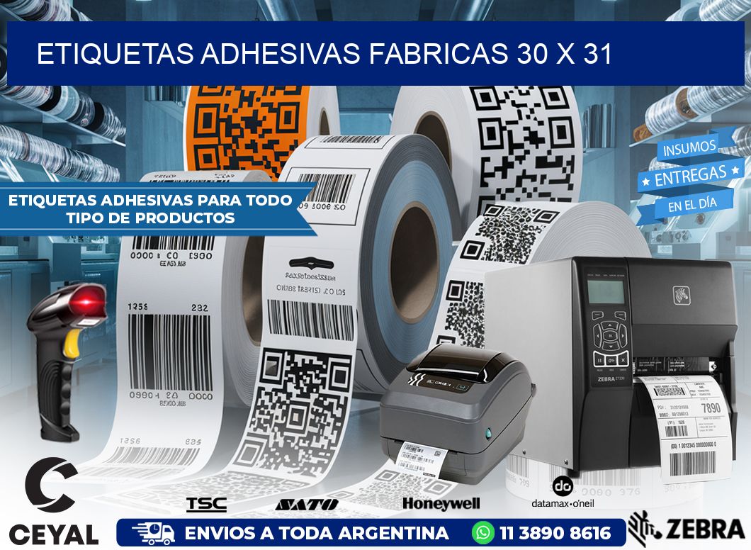 ETIQUETAS ADHESIVAS FABRICAS 30 x 31