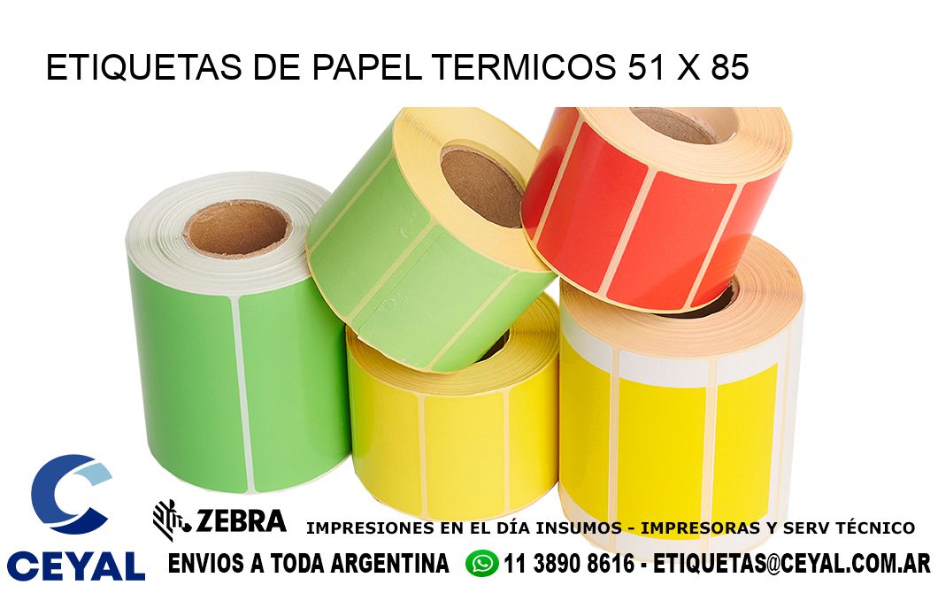 ETIQUETAS DE PAPEL TERMICOS 51 x 85