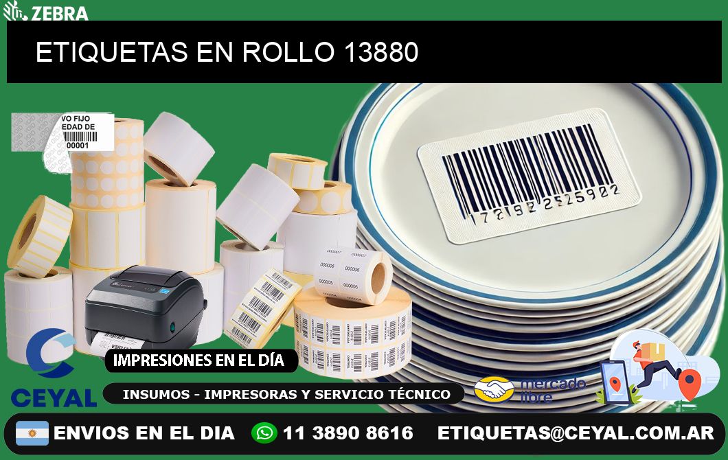 ETIQUETAS EN ROLLO 13880