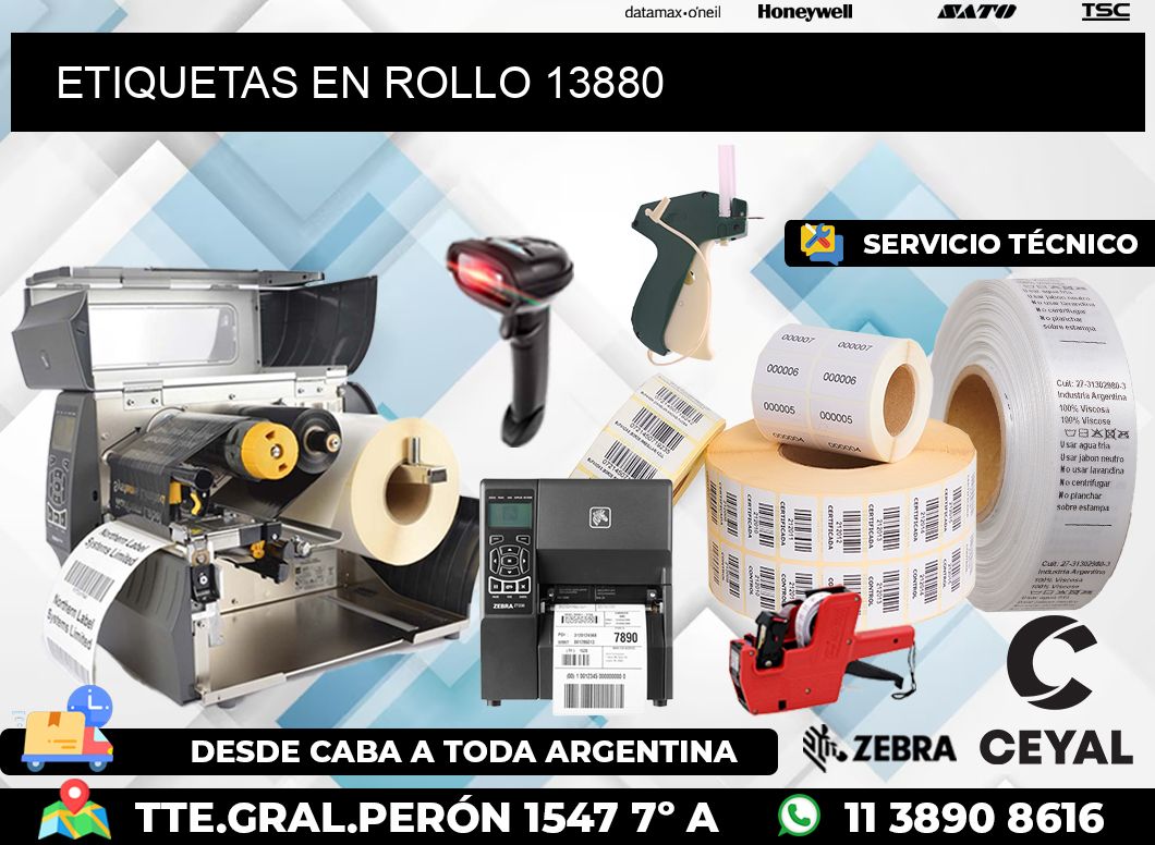 ETIQUETAS EN ROLLO 13880