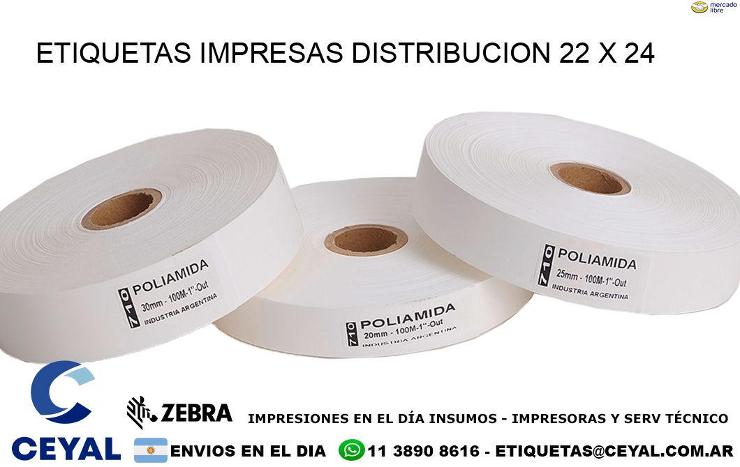 ETIQUETAS IMPRESAS DISTRIBUCION 22 x 24