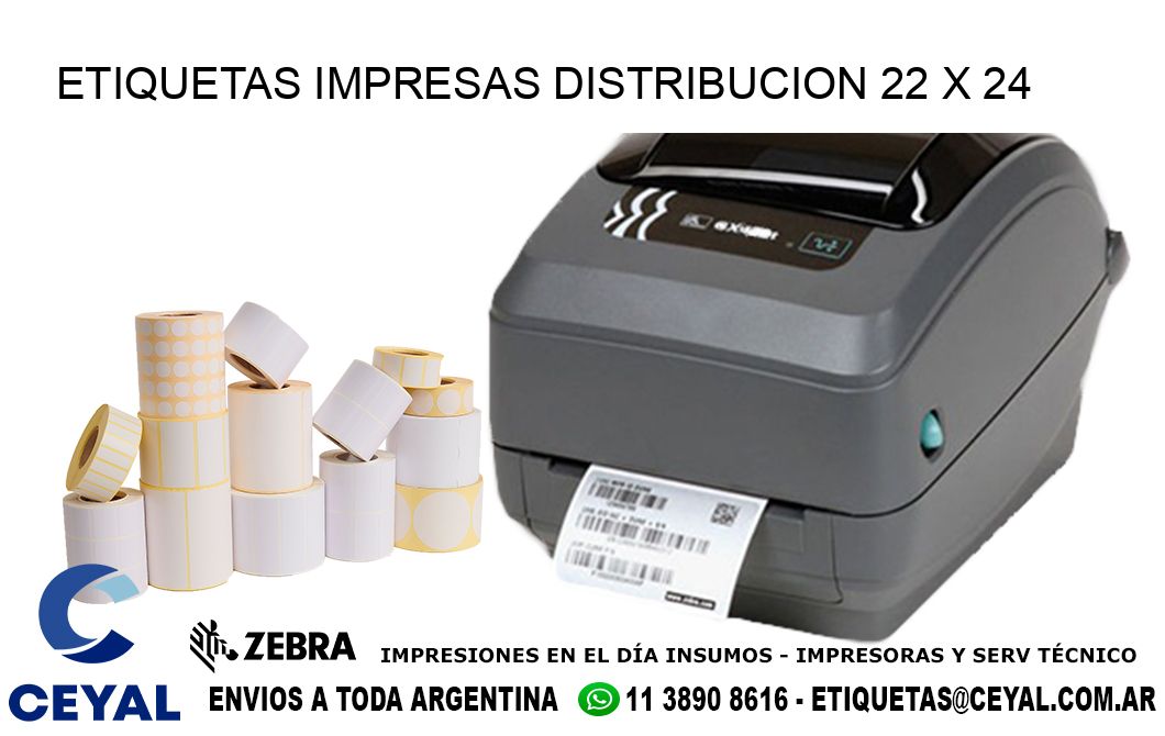 ETIQUETAS IMPRESAS DISTRIBUCION 22 x 24