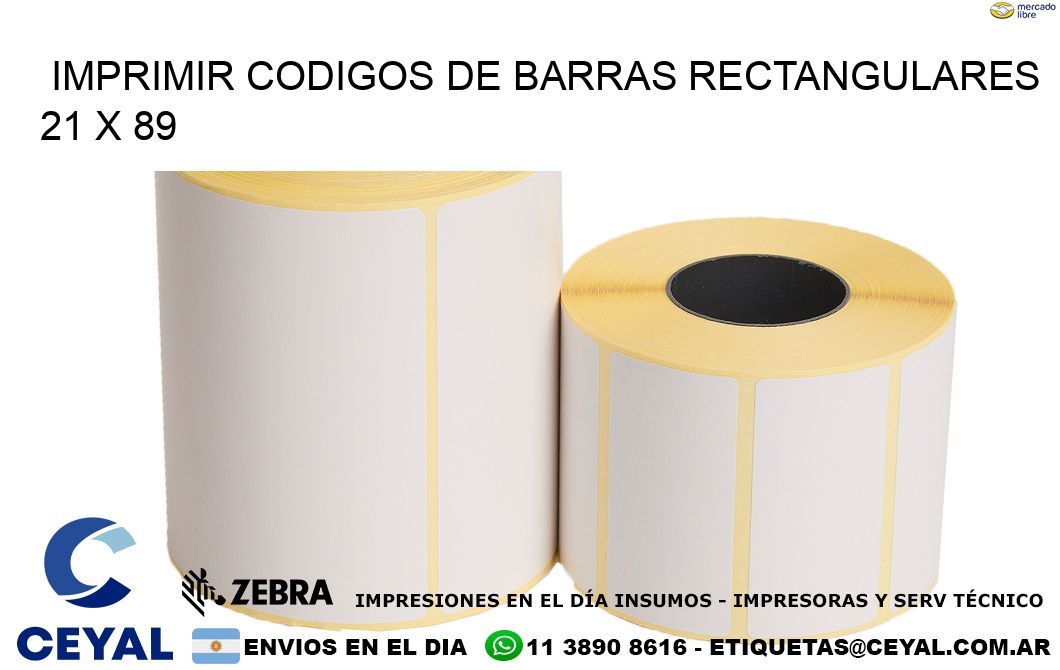 IMPRIMIR CODIGOS DE BARRAS RECTANGULARES 21 x 89