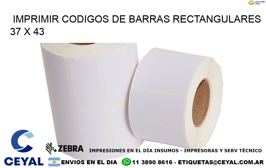 IMPRIMIR CODIGOS DE BARRAS RECTANGULARES 37 x 43