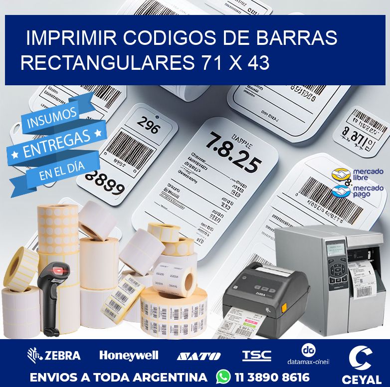 IMPRIMIR CODIGOS DE BARRAS RECTANGULARES 71 x 43