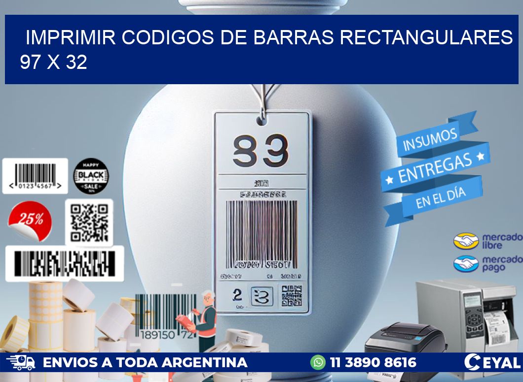 IMPRIMIR CODIGOS DE BARRAS RECTANGULARES 97 x 32