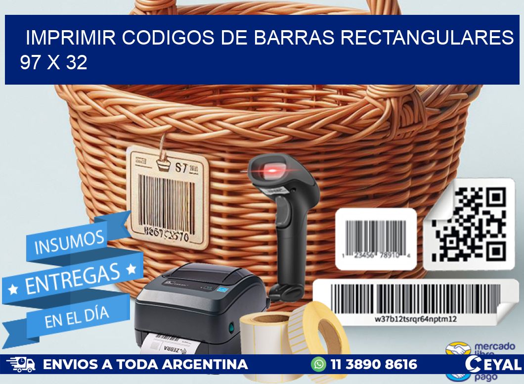 IMPRIMIR CODIGOS DE BARRAS RECTANGULARES 97 x 32