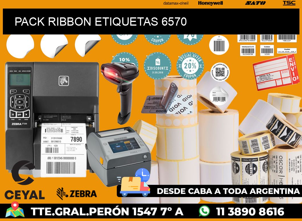 PACK RIBBON ETIQUETAS 6570