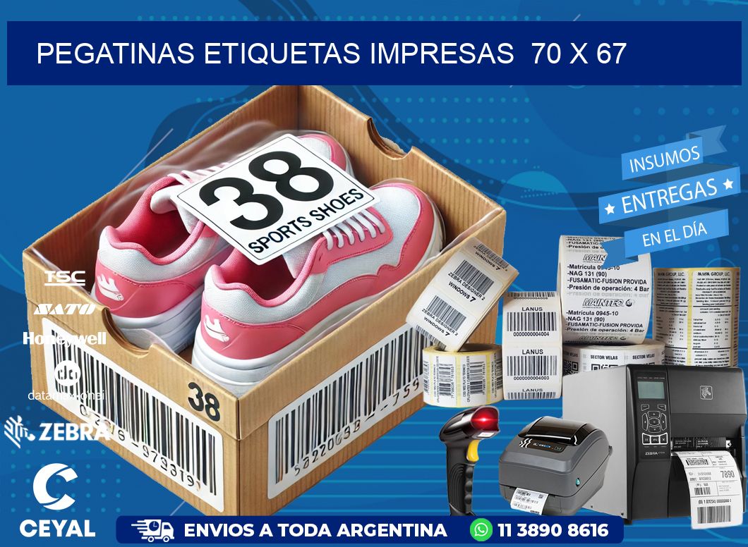 PEGATINAS ETIQUETAS IMPRESAS  70 x 67