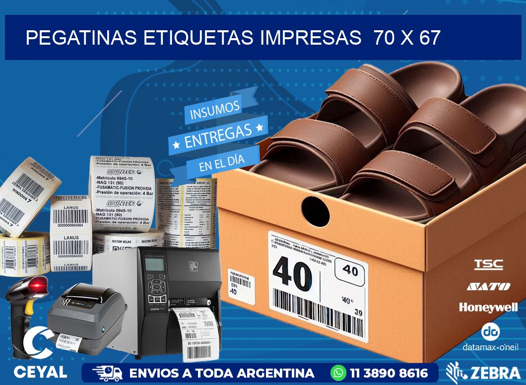 PEGATINAS ETIQUETAS IMPRESAS  70 x 67