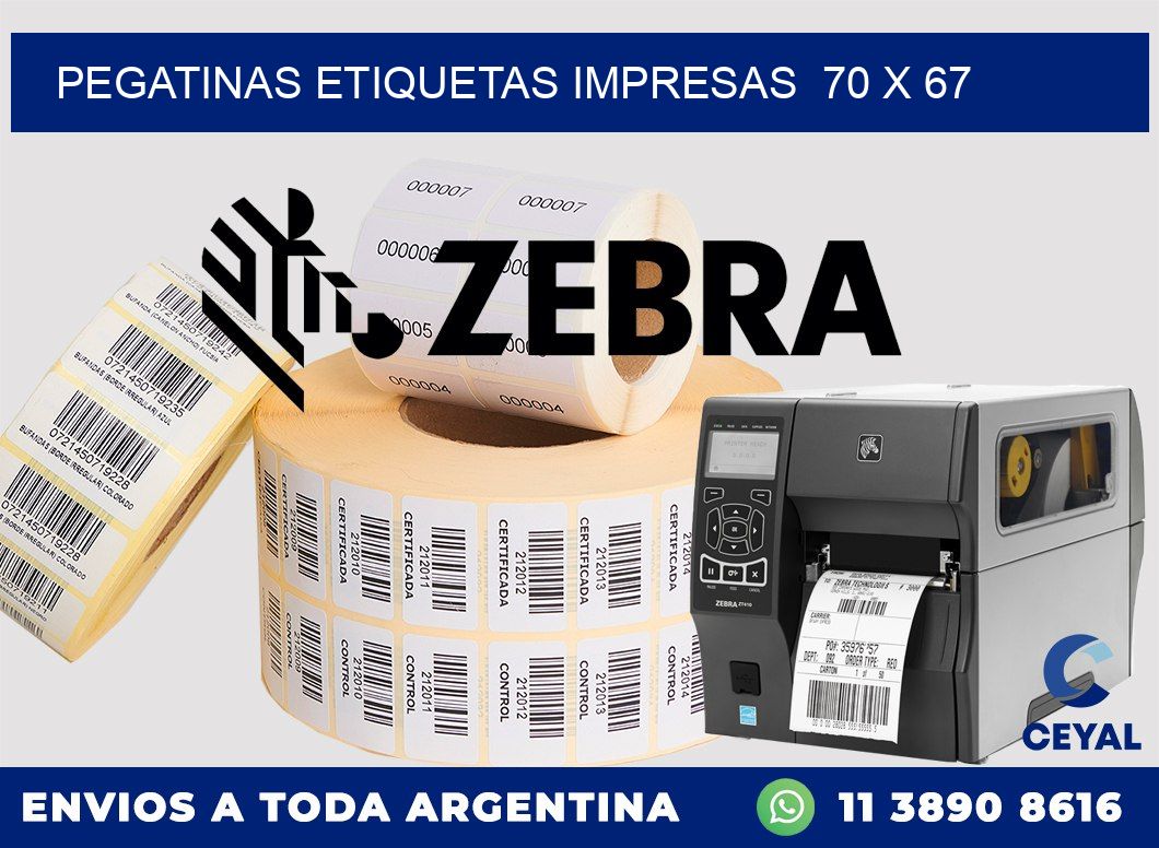 PEGATINAS ETIQUETAS IMPRESAS  70 x 67