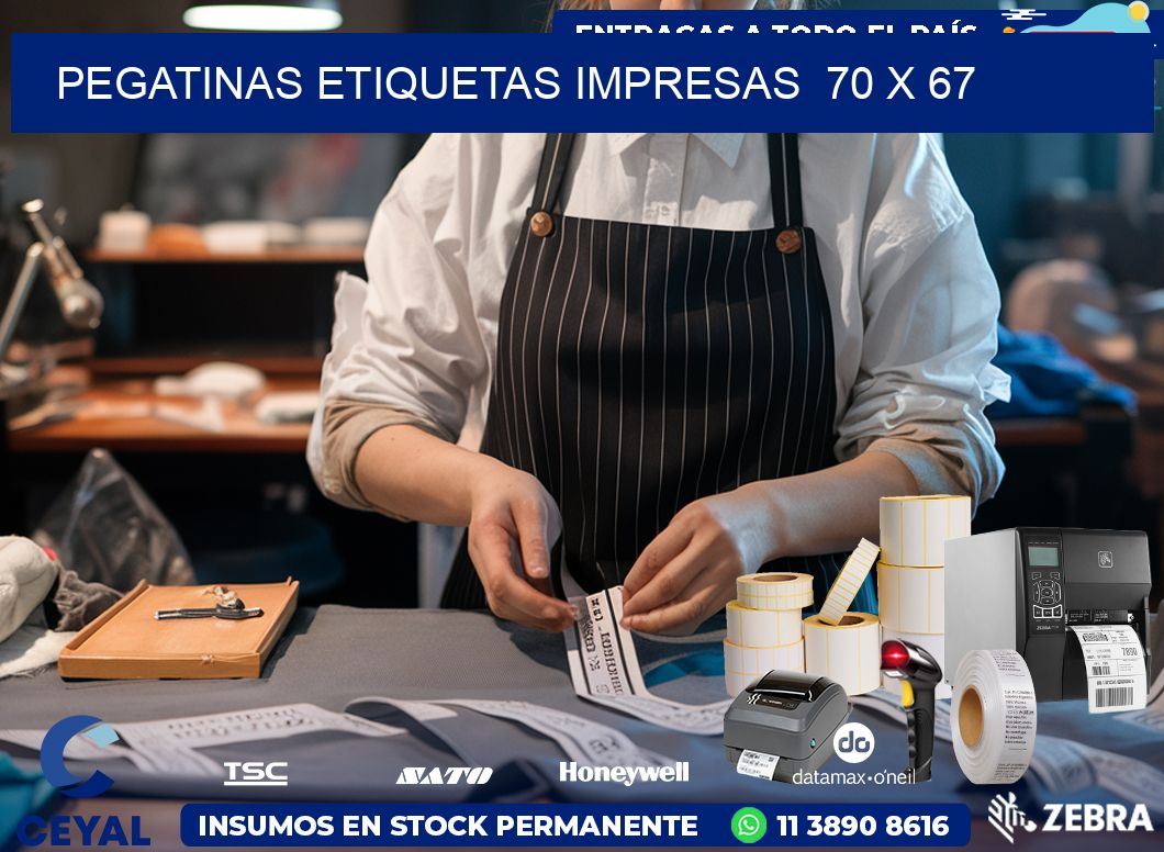 PEGATINAS ETIQUETAS IMPRESAS  70 x 67