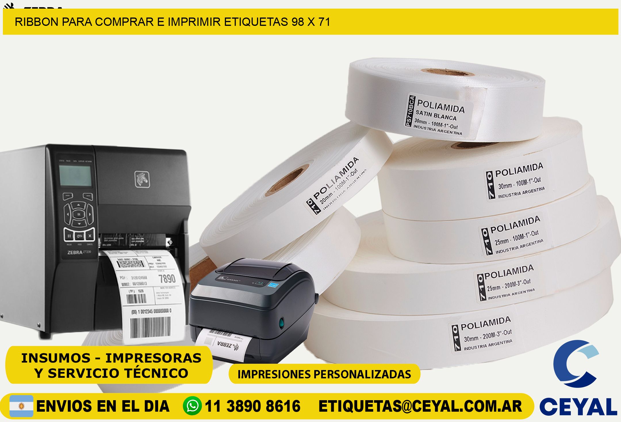 RIBBON PARA COMPRAR E IMPRIMIR ETIQUETAS 98 x 71