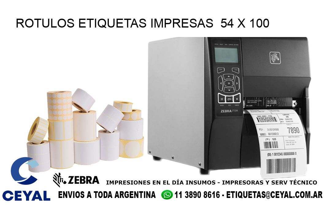 ROTULOS ETIQUETAS IMPRESAS  54 x 100