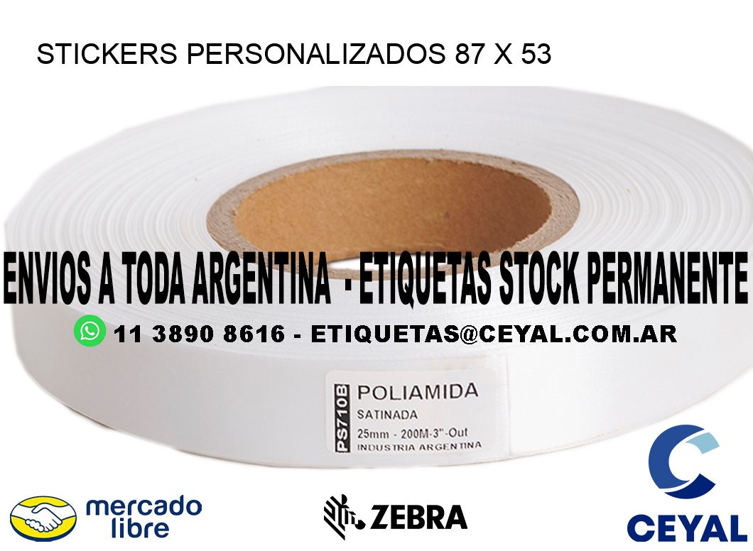 STICKERS PERSONALIZADOS 87 x 53