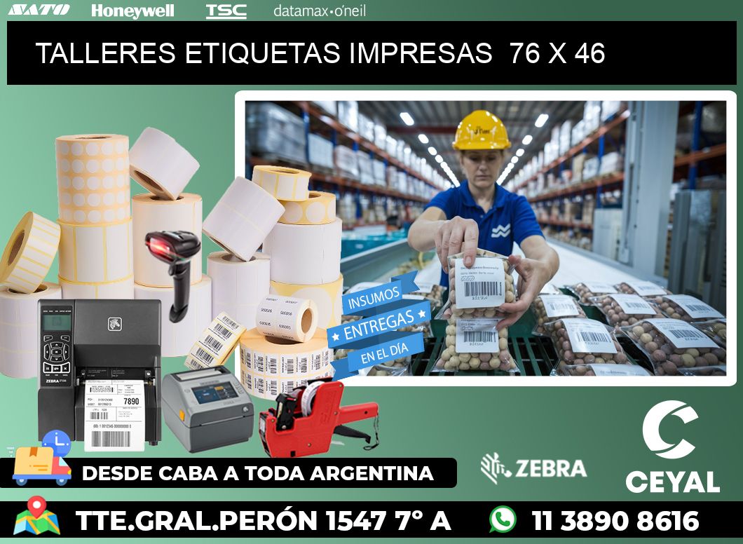 TALLERES ETIQUETAS IMPRESAS  76 x 46