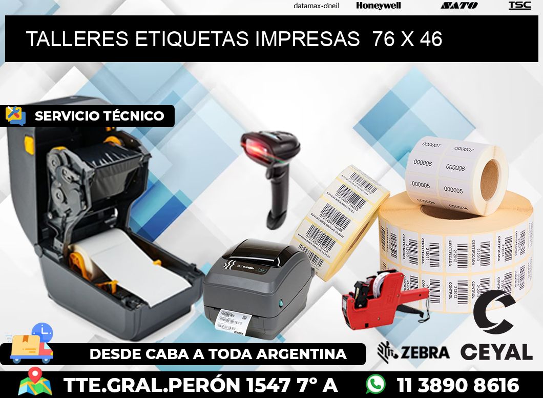 TALLERES ETIQUETAS IMPRESAS  76 x 46