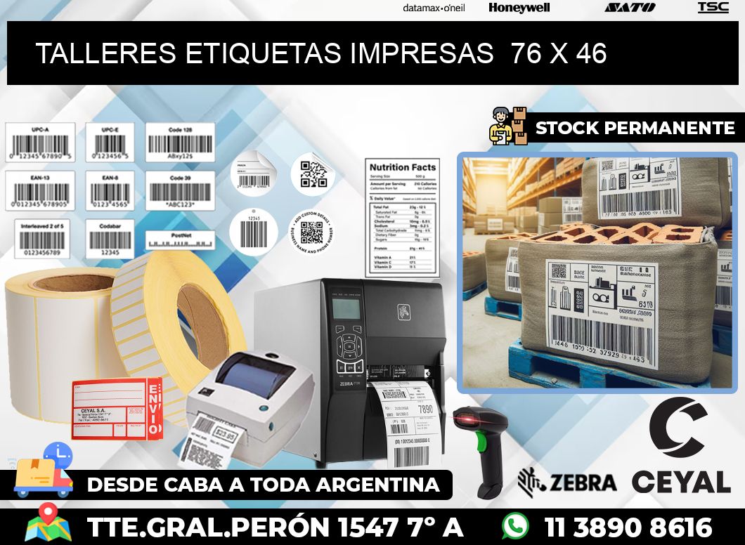 TALLERES ETIQUETAS IMPRESAS  76 x 46